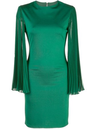 Green Alice+Olivia Zaya Pleated-Sleeve Mini Dress | Farfetch.com