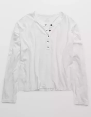 Aerie Linen Breezy Henley T-Shirt white
