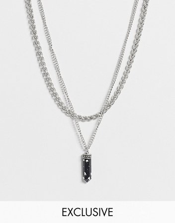 Reclaimed Vintage Inspired multirow necklace with faux stone shard | ASOS