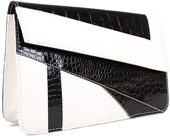 Amazon.com: FiveloveTwo Womens PU Leather Clutch Handbags and Purse Wallet Crossbody Shoulder Party Wedding Shopping Shoulder Bags Satchels Black White : Clothing, Shoes & Jewelry
