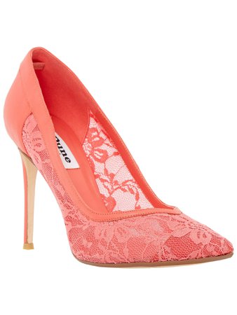Dune Buffie Lace Court Shoes, Coral at John Lewis & Partners