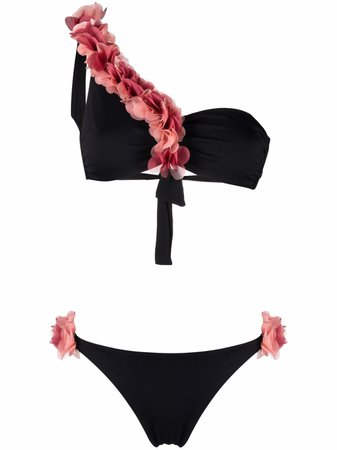 Shop La Reveche Adele floral-appliqué bikini set with Express Delivery - FARFETCH