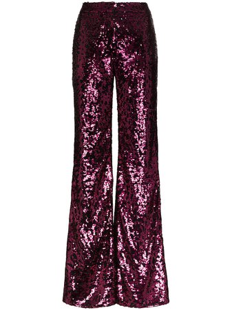 Halpern Sequinned Flared Trousers S20TR012 Pink | Farfetch