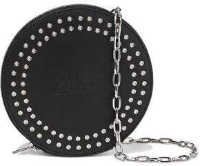 Circle Studded Logo-embossed Leather Pouch
