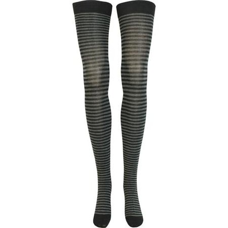 Stripe Thigh High Socks in Black and Charcoal - Poppysocks