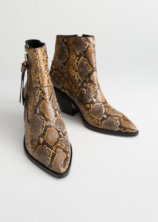 Leather Cowboy Ankle Boots - Snake - Ankleboots - & Other Stories