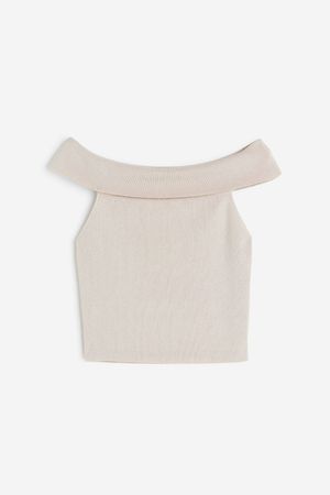 Sleeveless Off-the-shoulder Top - Light beige - Ladies | H&M CA