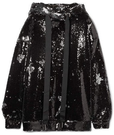 Marques' Almeida - Oversized Sequined Tulle Hoodie - Silver
