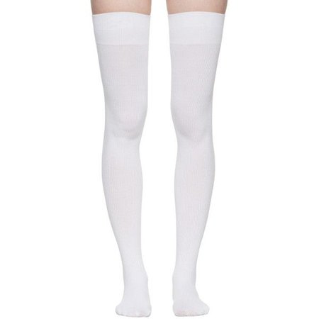 Marieyat White Doodle Thigh-High Socks