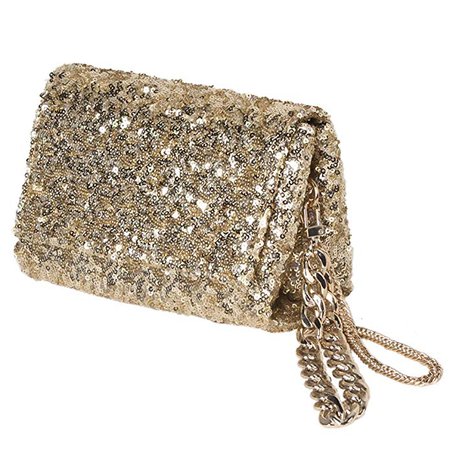 Women Gold Sequin Clutch Purse with Wrist/Sparkly Evening Bag with Flap and Crossbody Chain for Party