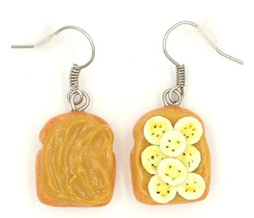 Amazon.com: Polymer Clay Handmade Bread with Banana and Peanut Butter on Top Earrings: Jewelry