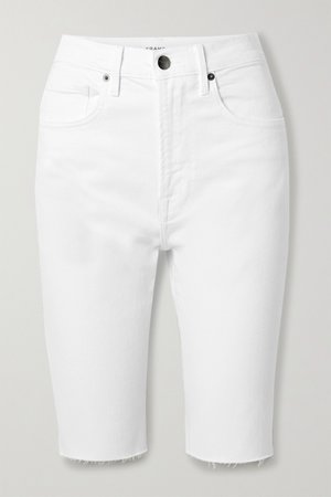 White Le Vintage Bermuda frayed denim shorts | FRAME | NET-A-PORTER