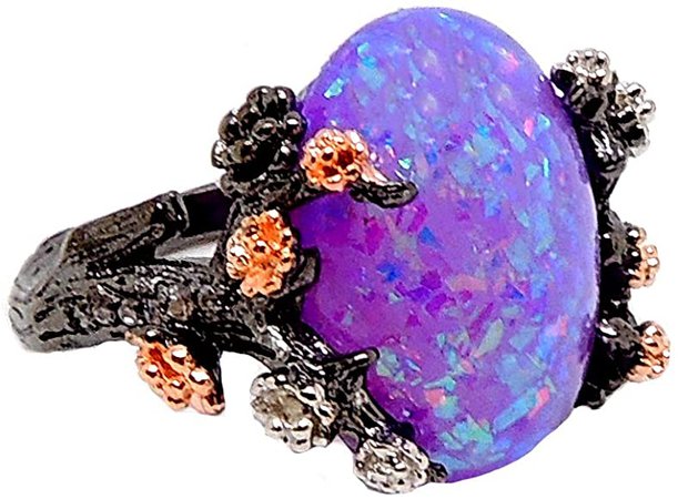 Amazon.com: Ginger Lyne Collection Henrietta Tree Branch Flower Simulated Fire Opal Ring for Kids Women Elven Promise Rings for Teen Girls Engagement Ring New Arco Stone Simulated Black Fire Opal: Jewelry
