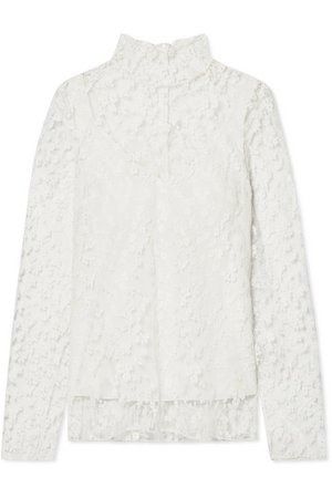 Chloé | Cotton-blend lace turtleneck blouse | NET-A-PORTER.COM
