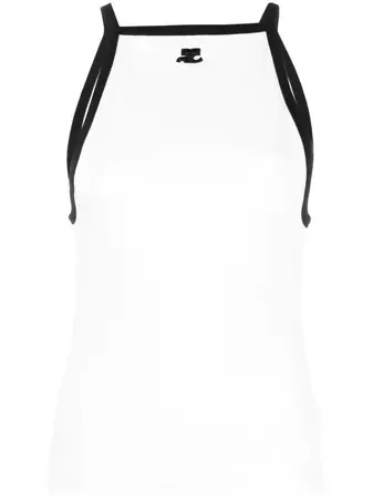 Courrèges embroidered-logo Cotton Tank Top - Farfetch