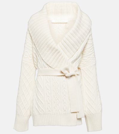 Belted Wool And Cashmere Cardigan in White - Chloe | Mytheresa