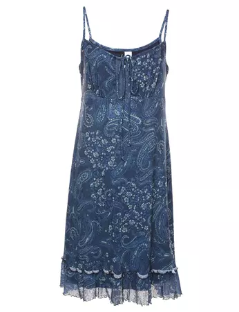Women's Paisley Print Strappy Dress Blue, L | Beyond Retro - E00924227