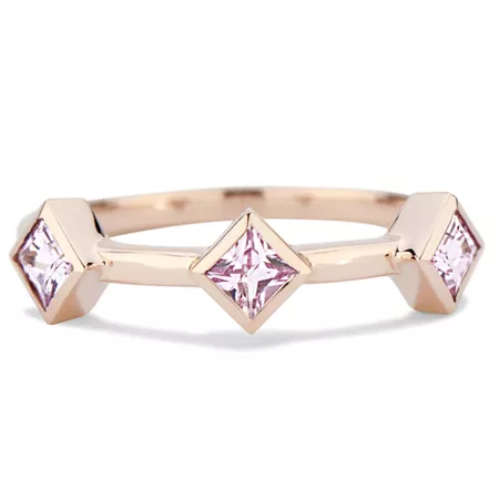 Bezel Band with Square Sapphire in 14k Rose Gold by GiGi Ferranti