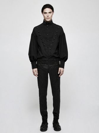 Chinese Style Embroidery Gothic Black Retro Jacquard Men's Pants - Magic Wardrobes