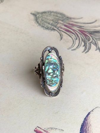 Antique Sterling Silver Art Nouveau Abalone Siren Ring | Etsy