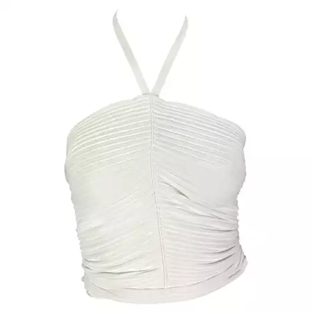 S/S 2000 Gucci by Tom Ford White Ribbed Halter Neck Tank Top For Sale at 1stDibs