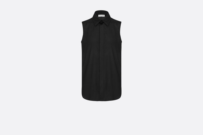 Dior, SLEEVELESS BLOUSE Black Silk with Bee Embroidery
