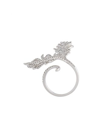 Elise Dray Diamond Leaf Ring ED1748 Metallic | Farfetch