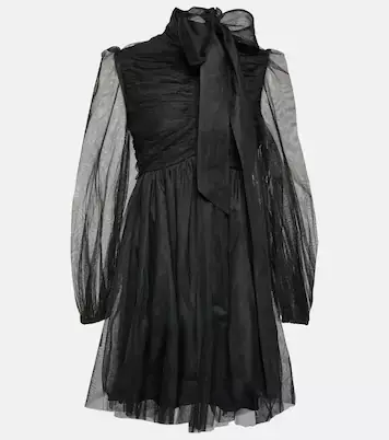 Bow Tulle Minidress in Black - Zimmermann | Mytheresa