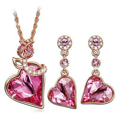 pink crystal necklace and earrings - Google Search