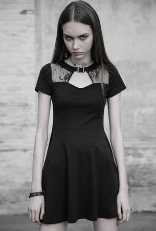 Claire Lace Black Gothic Mini Dress by Punk Rave | Ladies