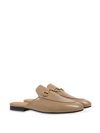 Shop brown Gucci Princetown leather flat mules with Express Delivery - Farfetch