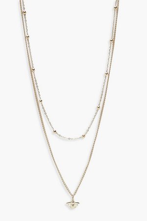 Bee Choker Chain Layered Necklace | Boohoo