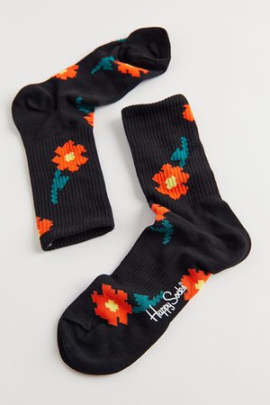 Happy Socks Pixel Flower Crew Sock | Urban Outfitters