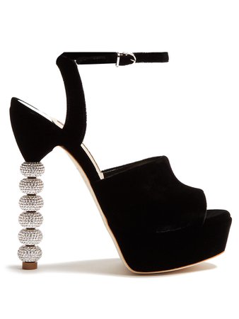 Natalia Crystal-heel Velvet Platform Sandals