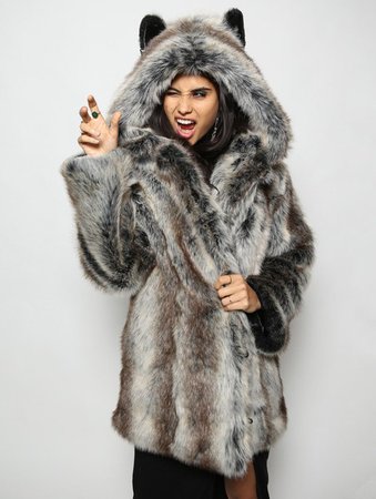 SpiritHoods Faux Fur Coat, Grey Wolf M - A Masquerade Costume