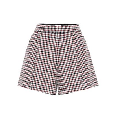 Checked stretch-wool shorts