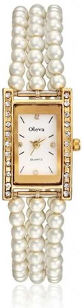 Oleva, Lady Pearl wrist-watch with yellow gold and diamond case