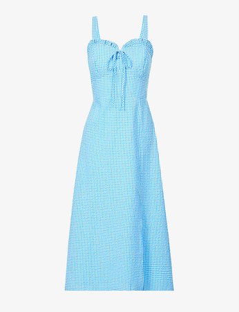 NOBODY'S CHILD - Lucia gingham-print organic-cotton midi dress | Selfridges.com