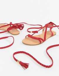 Red Flat Strappy Sandals