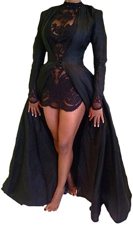 Amazon.com: xxxiticat Women's Sexy 2Pcs Gothic Lace Sheer Jacket Long Dress Gown Party Halloween Costume Outfit(BL,S) Black: Clothing