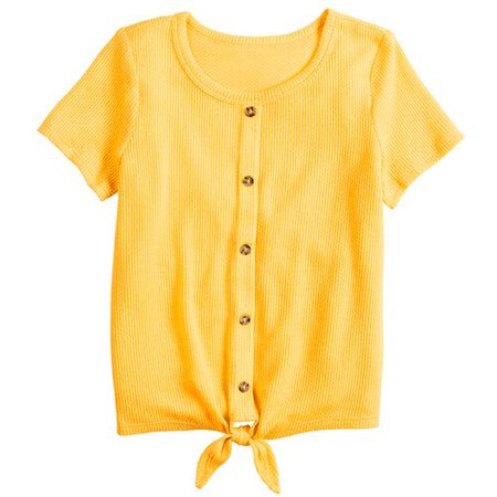 Girls 7-16 & Plus Size Mudd® Tie-Front Button-Up Thermal Tee