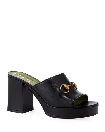Gucci Houdan 85mm Leather Slide Sandals | Neiman Marcus