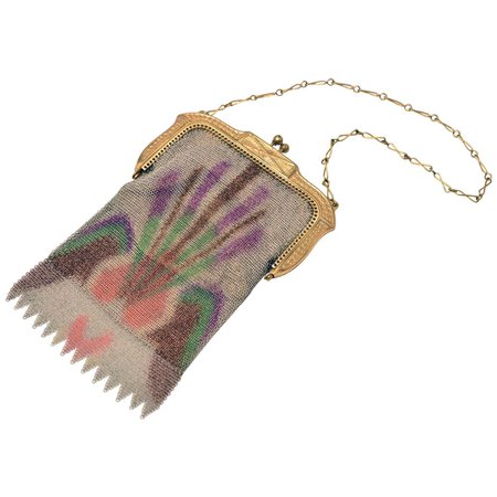 1930s Whiting and Davis Art Deco Dresden Multi-Color Mesh Bag For Sale at 1stDibs