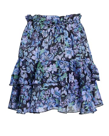 Sabina Musayev Ruffled Floral Chiffon Mini Skirt | INTERMIX®