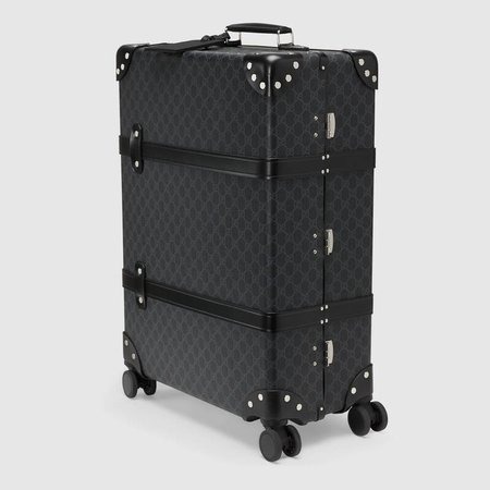 Black GG Supreme Globe-trotter Medium Suitcase | GUCCI® International