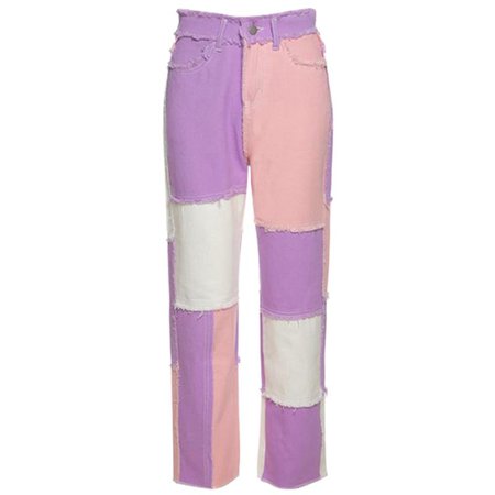 Pink Purple White Patchwork Jeans | Own Saviour