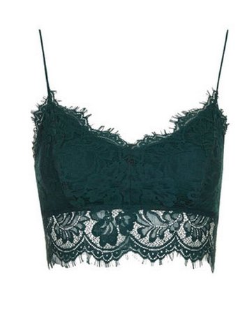 Green lace long line soft cup bra
