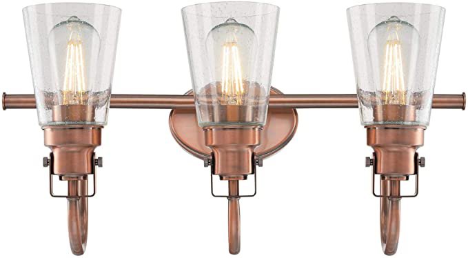 Amazon.com: Westinghouse Lighting 6574800 Ashton Three-Light Indoor Wall Fixture, Washed Copper Finish with Clear Seeded Glass: Home Improvement