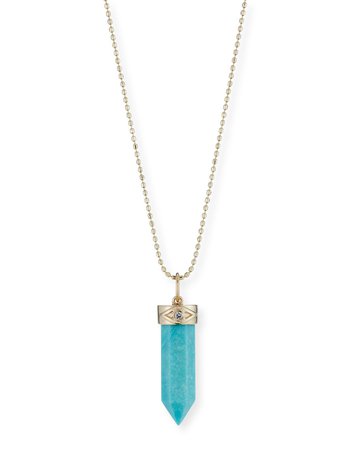 Sydney Evan 14k Gold Turquoise Crystal Pendant Necklace