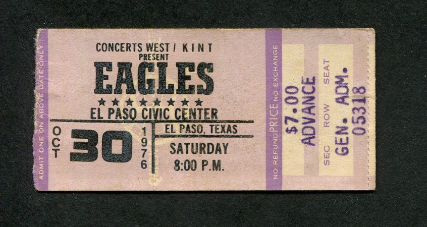 vintage eagles concert ticket - Google Search